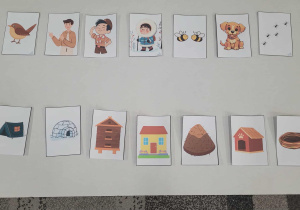 Ilustracje domów i i ch właścicieli - dopasowywanie ilustracji