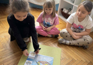 Dziewczynka przyklada naiona do dwóch sikorek