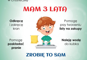 Obowiązki i umiejętności dla dziecka trzyletniego