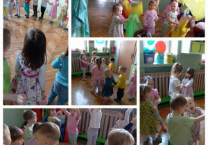 dzieci tańczą w parach do muzyki
