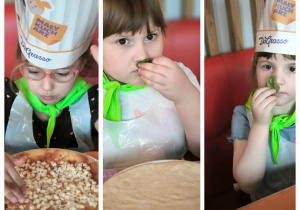 dzieci wąchają świeżą bazylię, która jest jednym ze składnikó sosou