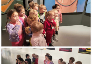 dzieci ogladająwystawę w muzeum