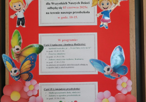 Uroczyste obchody Dnia Dziecka dla wszystkich naszych dzieci odbędą się 03 czerwca 2025r na terenie naszego przedszkola w godzinach 10.00-15.00