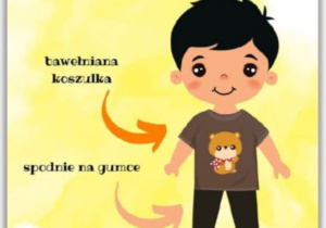 Ilustracja przedstawiająca dziecko w wygodnym stroju do przedszkola