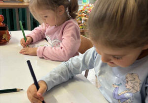 Dziewczynki przy stole koloruja kran
