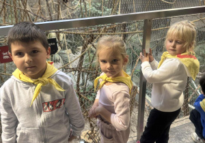 Dzieci oglądają wybieg małp