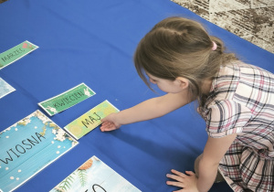 Dziewczynka kładzie napis maj