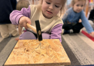 Dziewczynka zbija karmnik