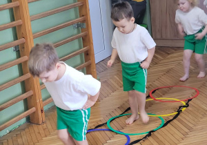 Dzieci wskakują w koła