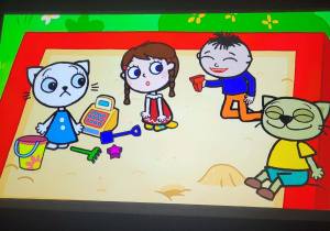 Kicia Kocia z przyjaciólmi w piaskownicy