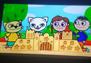 Kicia Kocia z przyjaciółmi zbudowała zamek