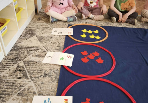 Dzieci siedza przed zbiorami