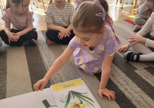 Dziewczynka układa lupę z żonkilem