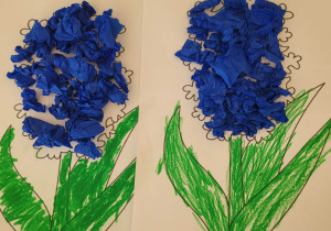 Niebieskie hiacynty z bibuły