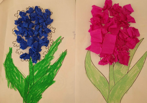 Hiacynty wyklejone kulkami z bibuły