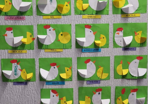 prace plastyczne dzieci kura i kurczak