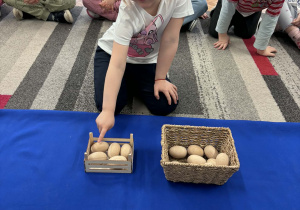 Dziewczynka przelicza jajka